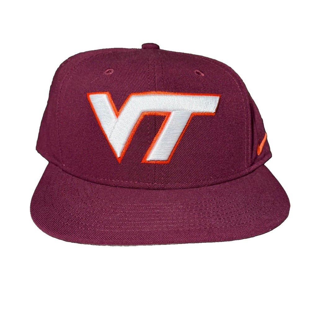 Virginia Tech Baseball Hat Nike Dri-Fit Fitted Cap Football Burgundy Size 7 1/4